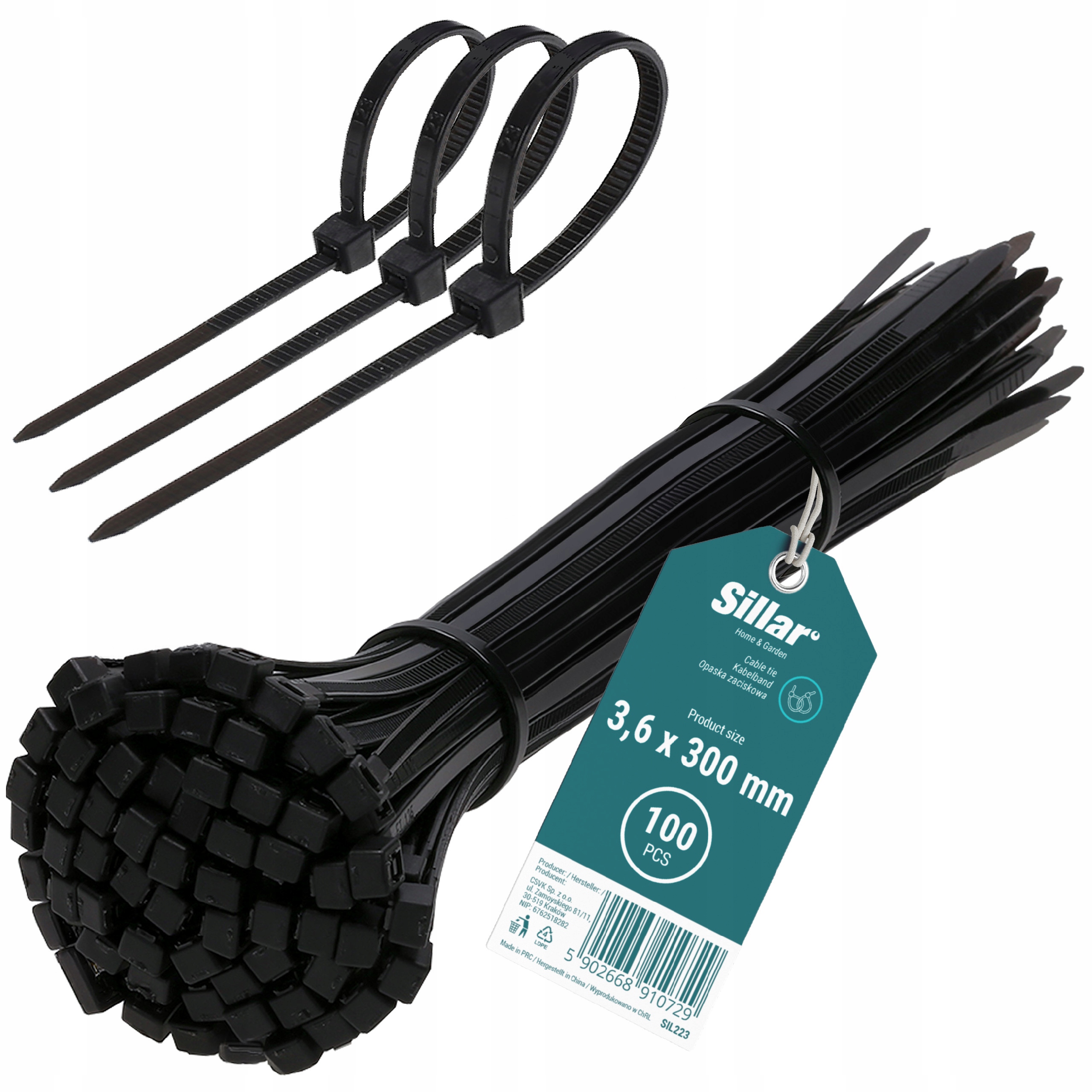 Mocne trytytki opaski obejmy zaciskowe kablowe ziperki trytki Uv 3,6x300mm