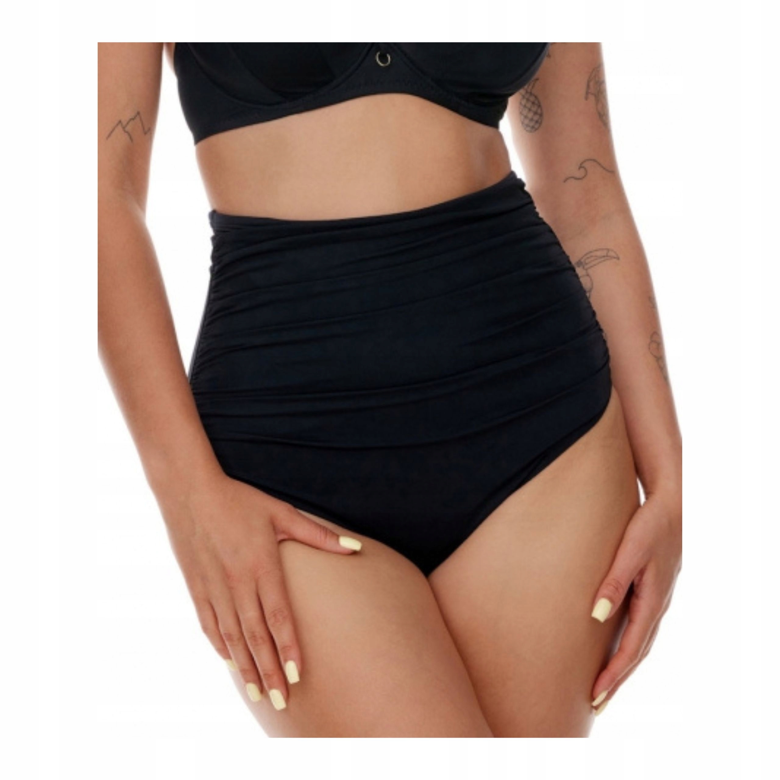 Bikini vysoké kalhotky 40 L spodní část plavek černá nařasená Lupo