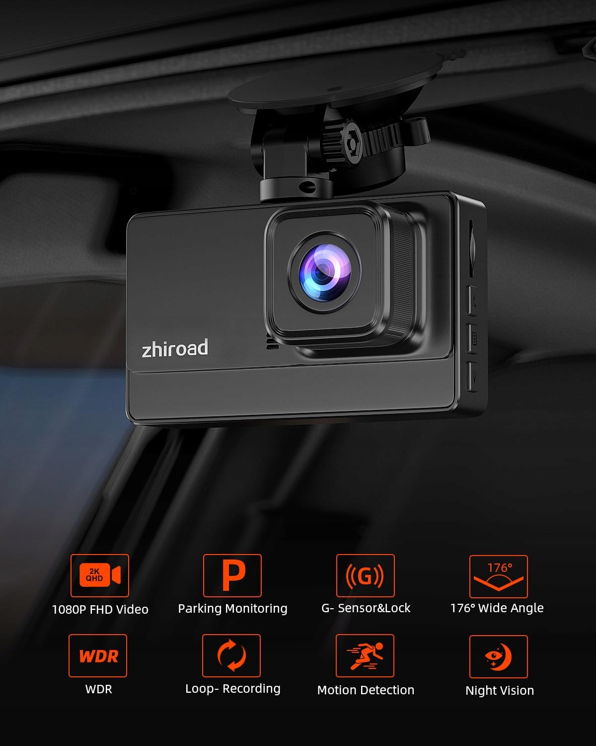 VORNE Kamera Samochodowa 1080P FHD Nocne Widzenie 176° 3" Ekran IPS — miniatura 2