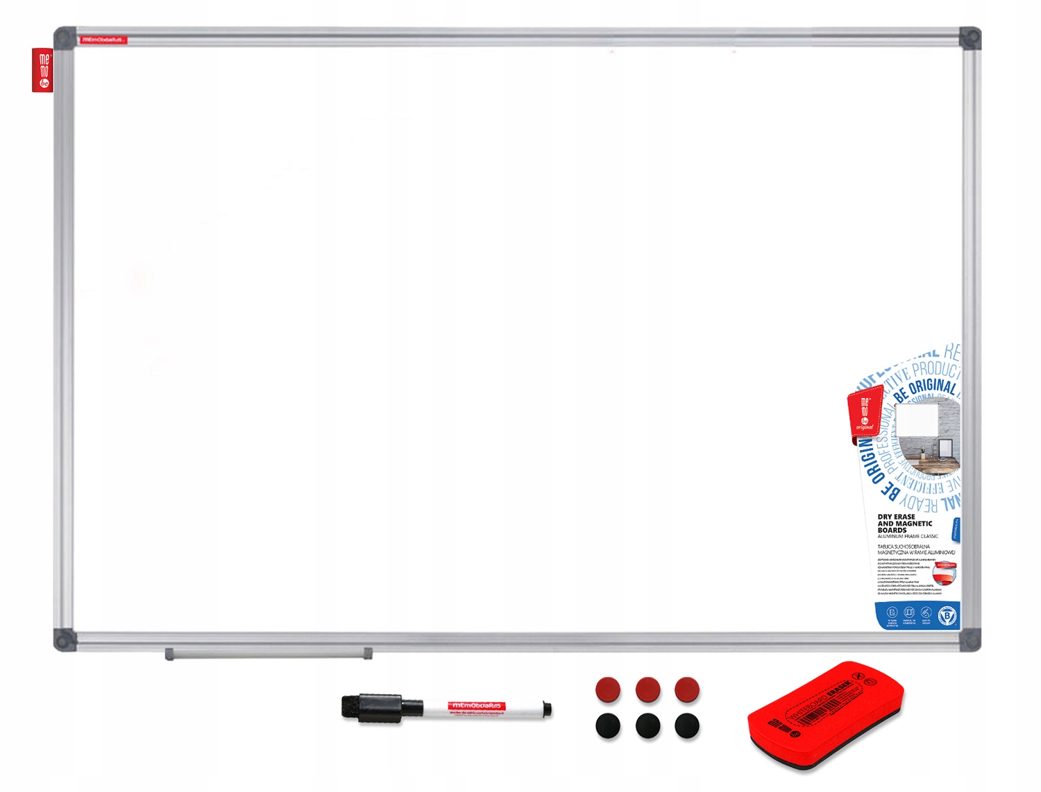 Tablica do pisania biała magnetyczna suchościeralna 90x60 Memoboards
