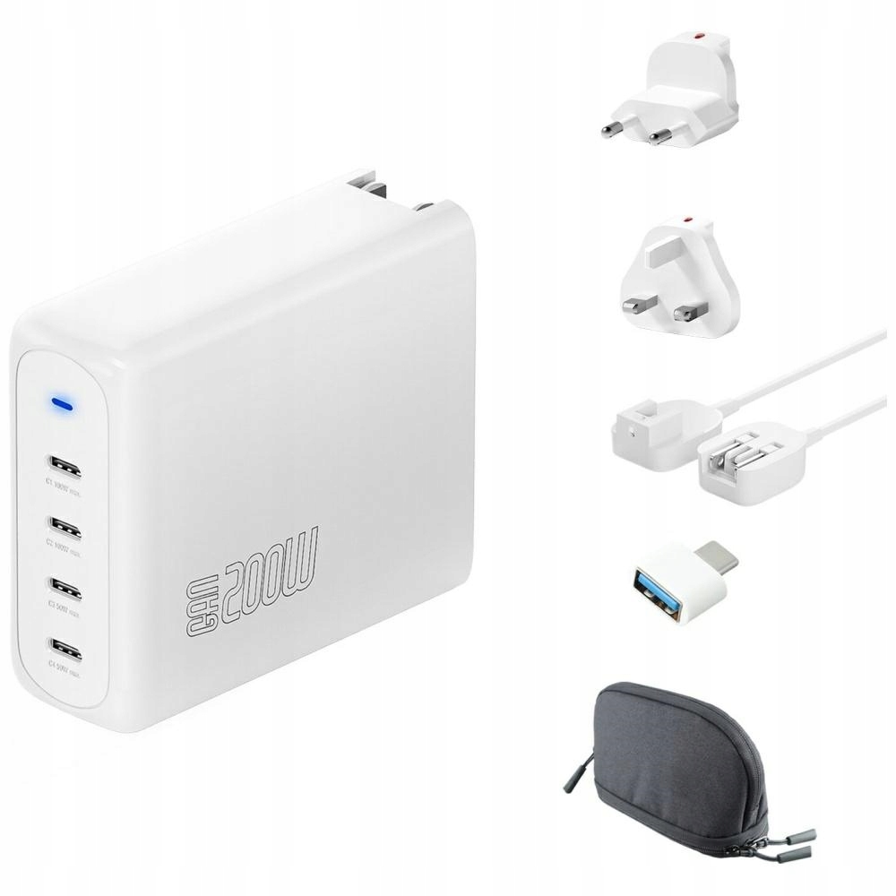 Síťová nabíječka 200W 4 Usb-c GaN Flex Pro Travel bílá 4smarts