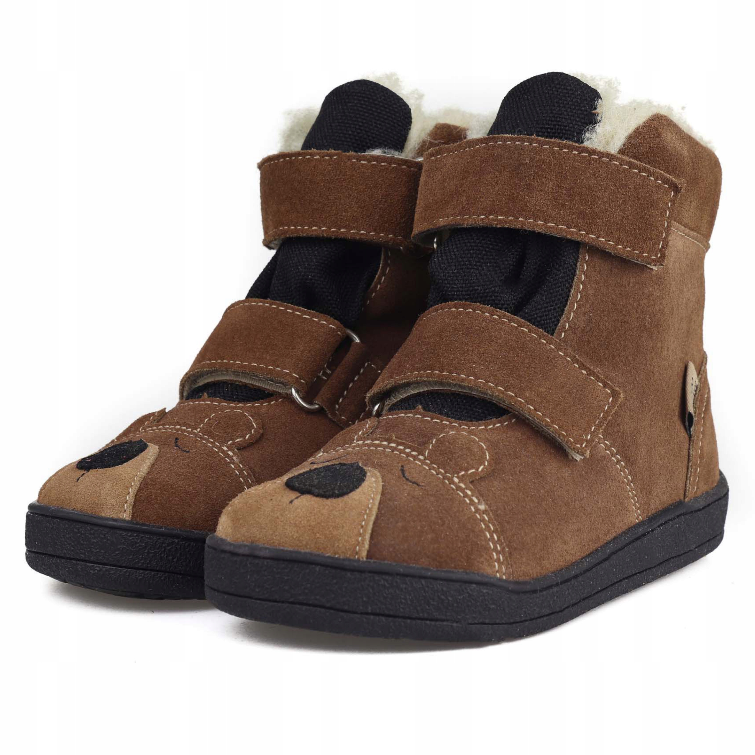Mido 62-08 Buty Zimowe Ciepłe Skórzane Barefoot Wodoodporne Brown Misie 24
