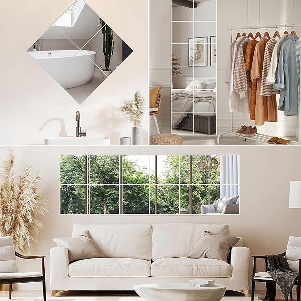 40 KS SAMOLEPÍCÍ SAMOLEPKY ZRCADLOVÉ ZRCADLO NALEPOVACÍ PANELY Druh běžné