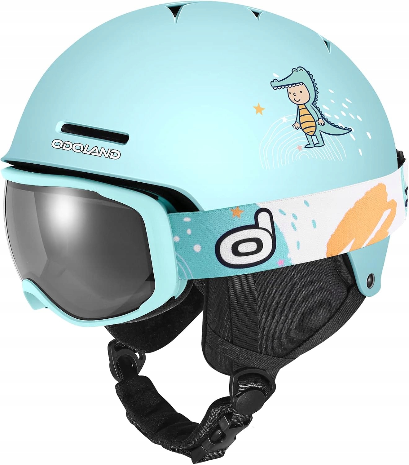 Odoland Dziecięcy Kask narciarski z goglami, rozmiar S 54-56 cm 3689