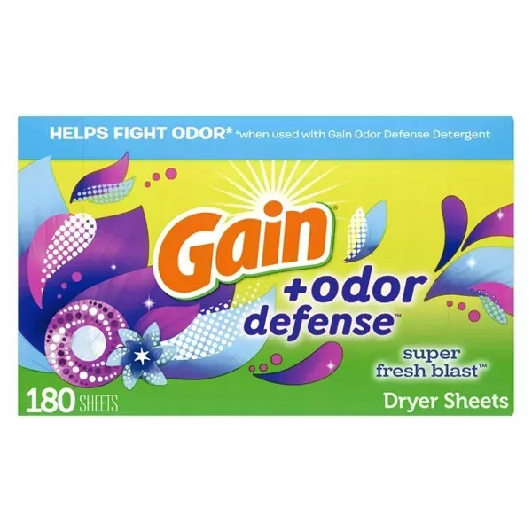 Levně Gain Odor Defense 180 szt.Chusteczki pro sušičky