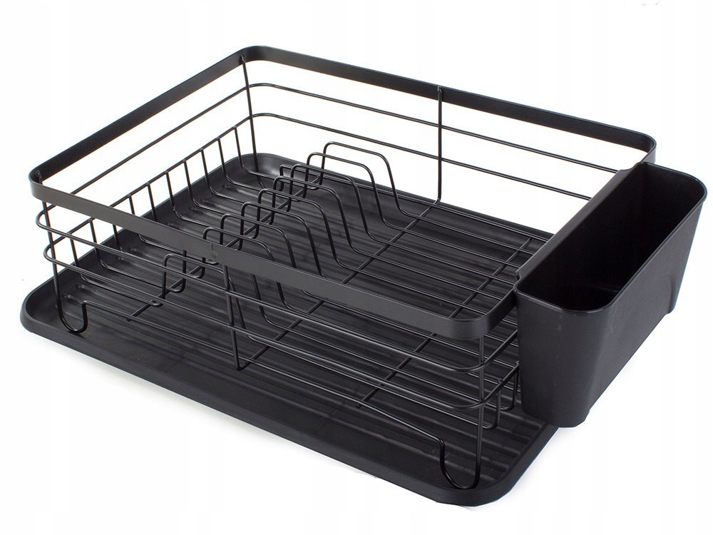 Levně Odkapávač na nádobí, černý, kovový, čtvercový