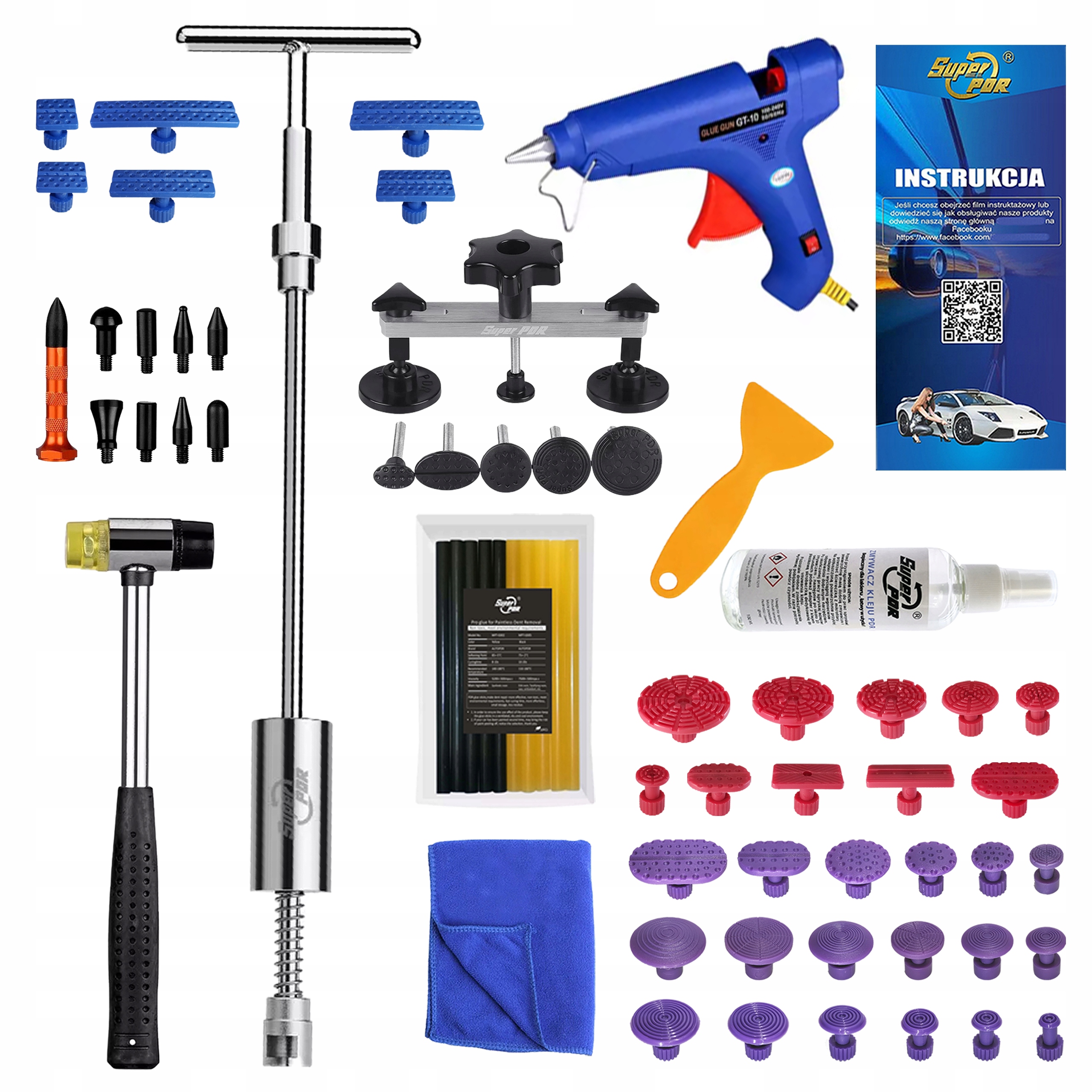 Sada na odstraňování promáčklin pdr velký nástroj na vytahování promáčklin 129ks