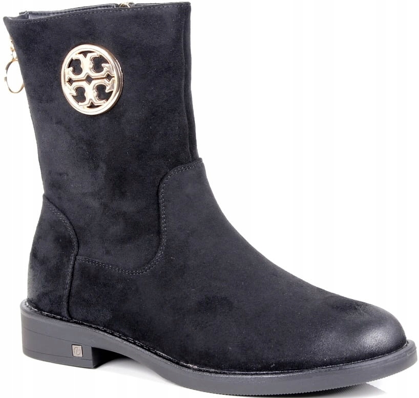 Kotníkové Boty Boty Se Zipem, Zateplené, Černé, Semišové