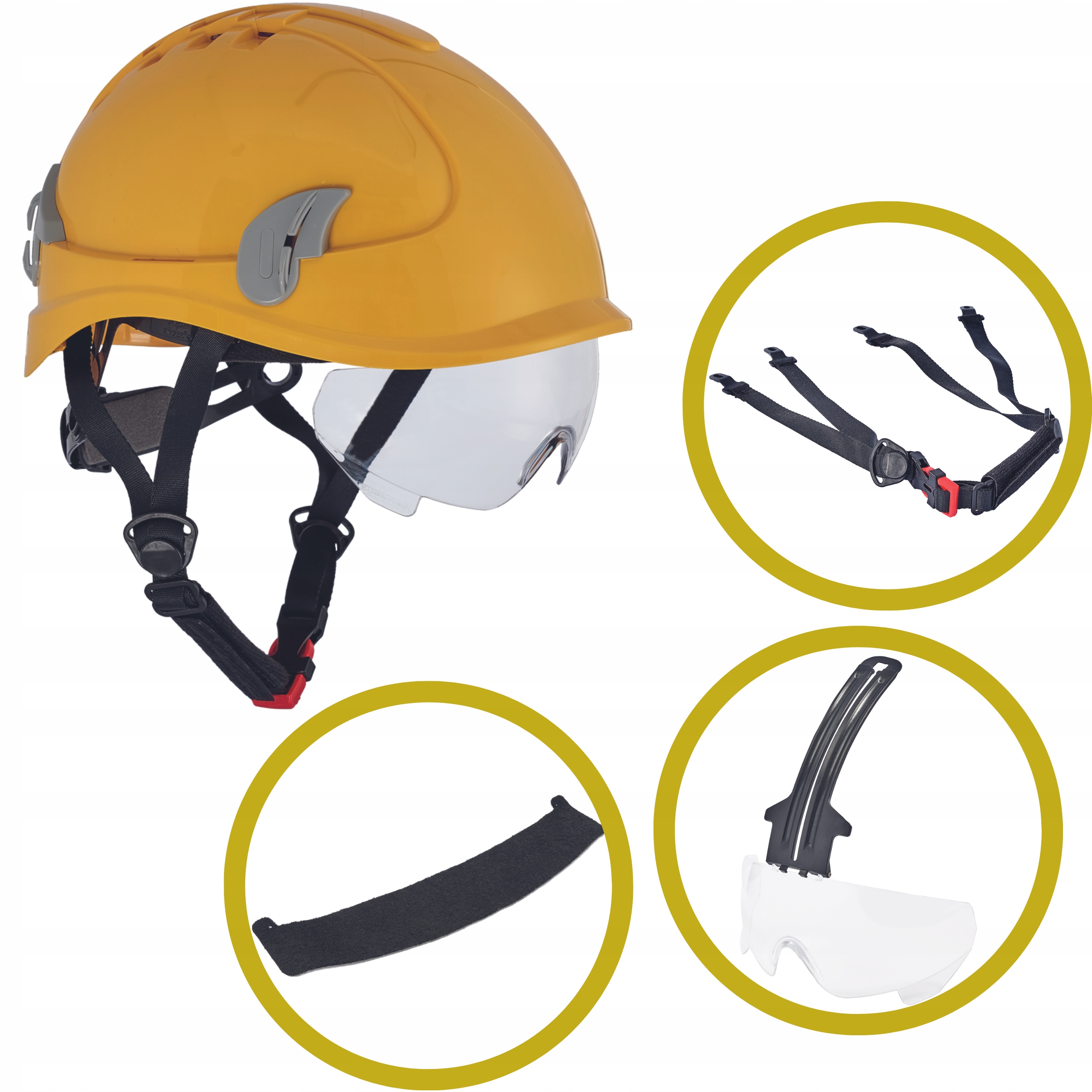 Kask Ochronny Kask Bhp Hełm Wentylowany Z Okularami Żółty Cerva Alpinworker