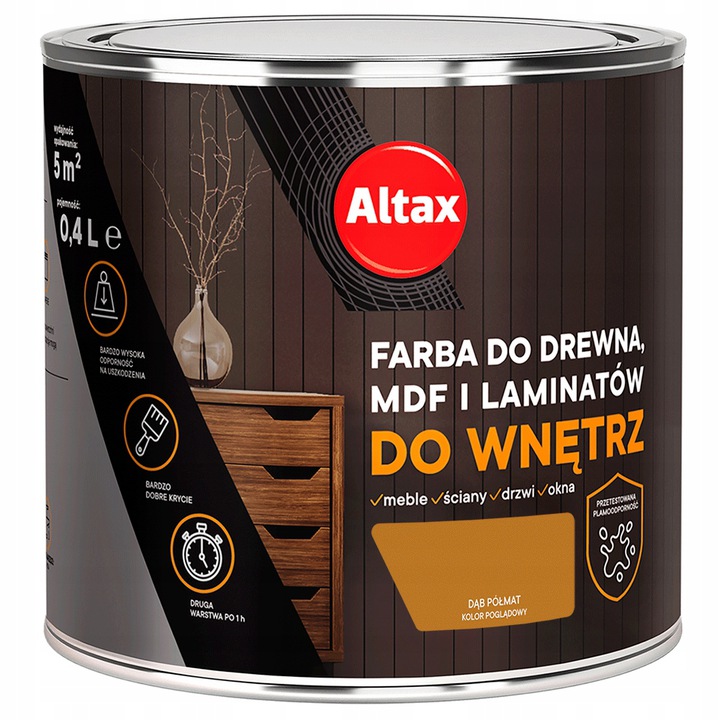 Farba do drewna mdf laminatu 750ML DĄB ALTAX