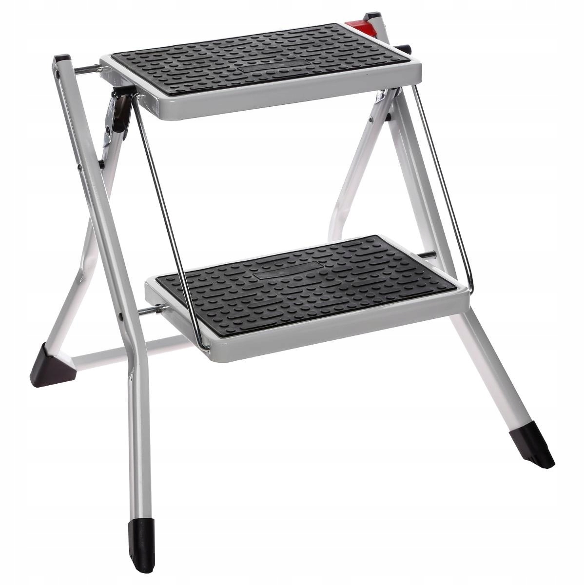Žebřík Kovový 2-STUPŇOVÝ Lehký Černý Bílý Stabilní 40X55X4 MAX150 Kg