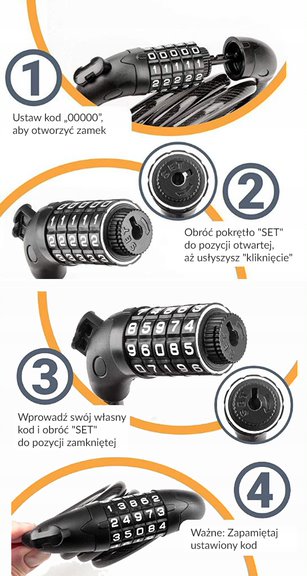 ZAPIĘCIE ROWEROWE DO ROWERU Z SZYFREM 4 CYFROWE Waga 145 g