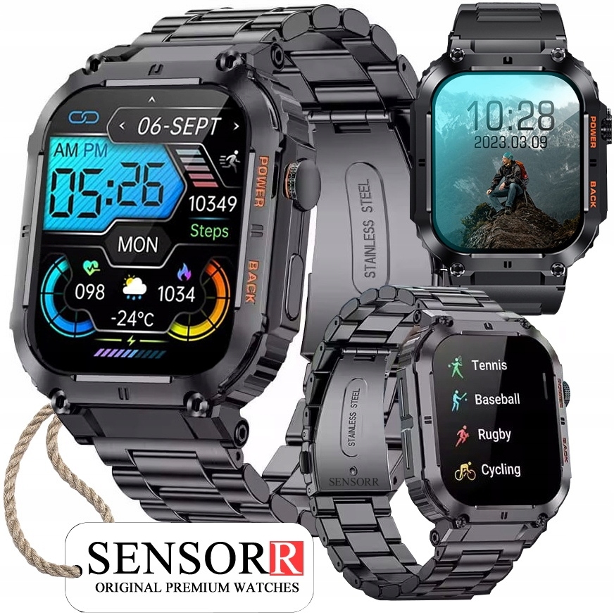 Mocny Wojskowy Zegarek Męski Smartwatch Rozmowy Sms Na Bransolecie Pl Menu