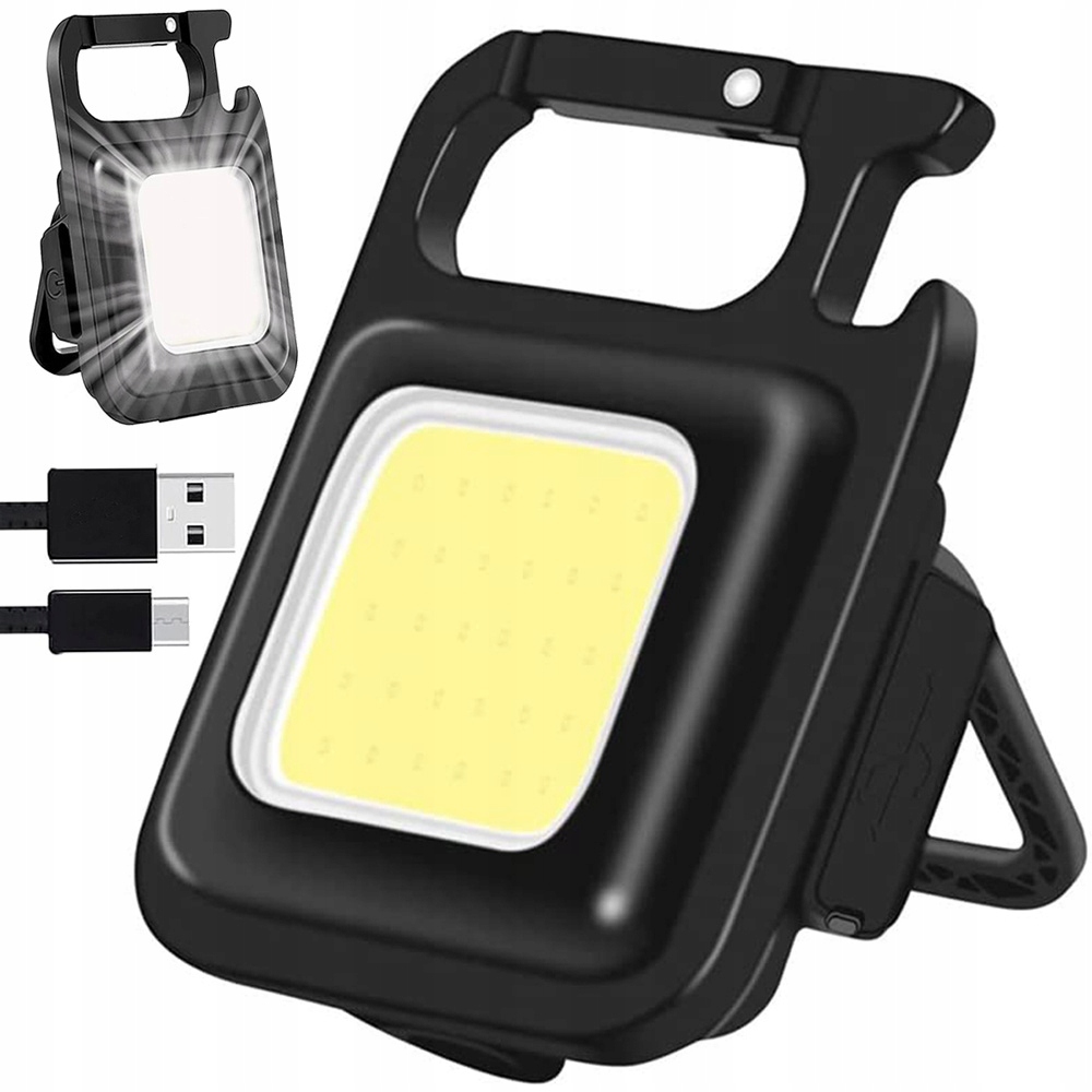 Latarka Mocna Brelok Led Cob Magnes Lampka akumulatorowa Usb-c Otwieracz