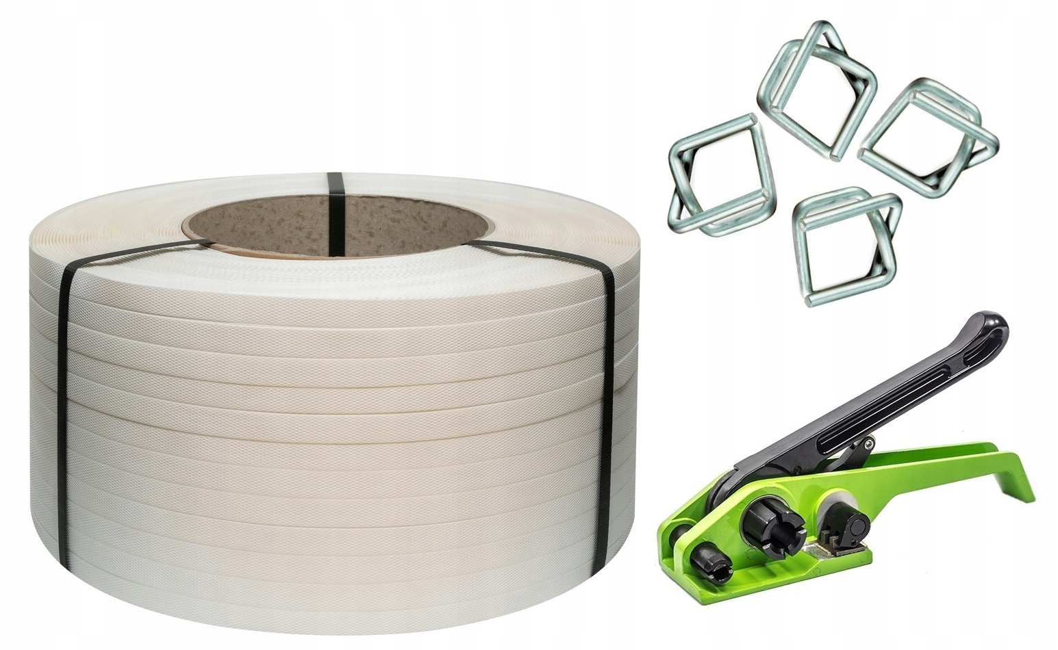 12mm TAŚMA PP BANDOWNICA do spinania palet ZESTAW napinacz ZAPINKI