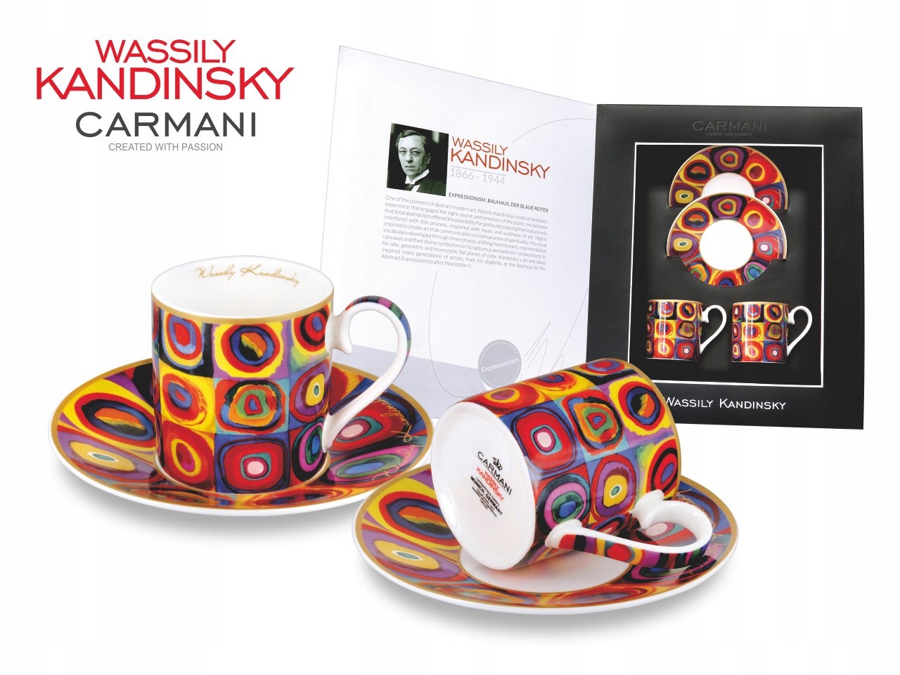 Súprava 2 šálok na espresso Wassily Kandinsky. Farebná štúdia. Štvorce s ko