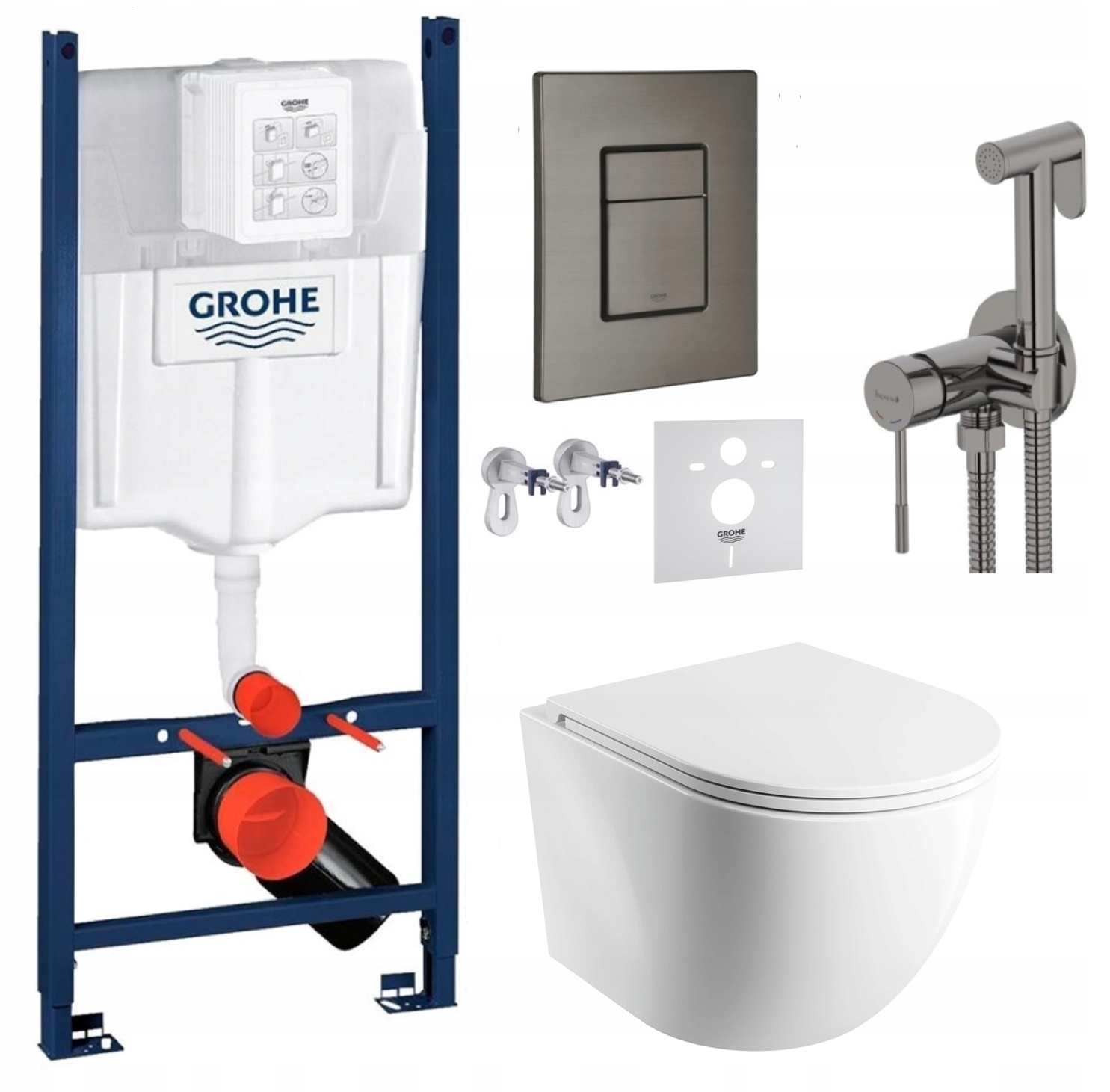 7v1 Wc Sada Stelaz Grohe Wc Miska Omnires Tlačidlo batéria grafit