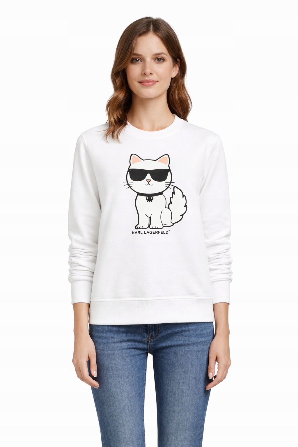 Karl Lagerfeld Bílá Mikina Dámská S Potiskem Kočky L I3C