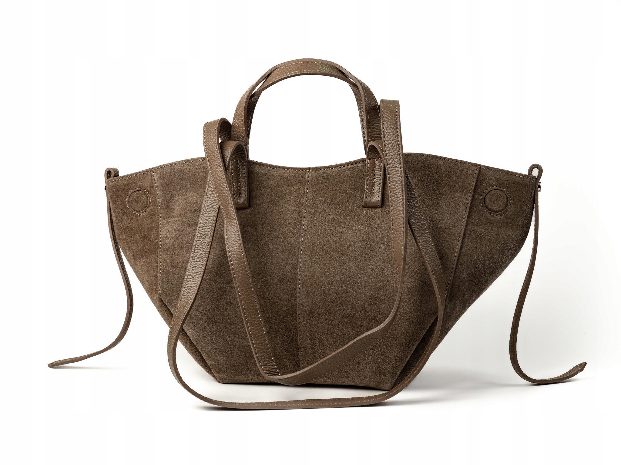 Torebka Damska Zamszowa Mała Shopper na Magnes Taupe