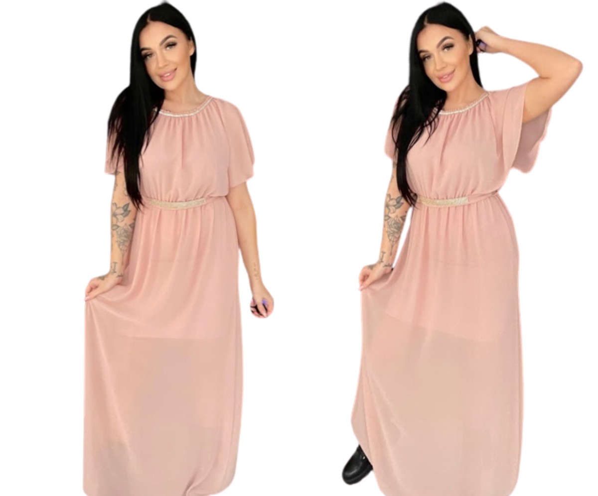 Šaty S Rukávem Lupin Pudrová Růžová