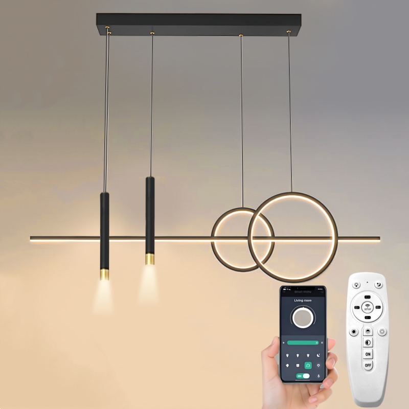 Led Závěsná Lampa Nad Stůl Stropní Ostrov Černá Lineární Tuby Ring Barvy