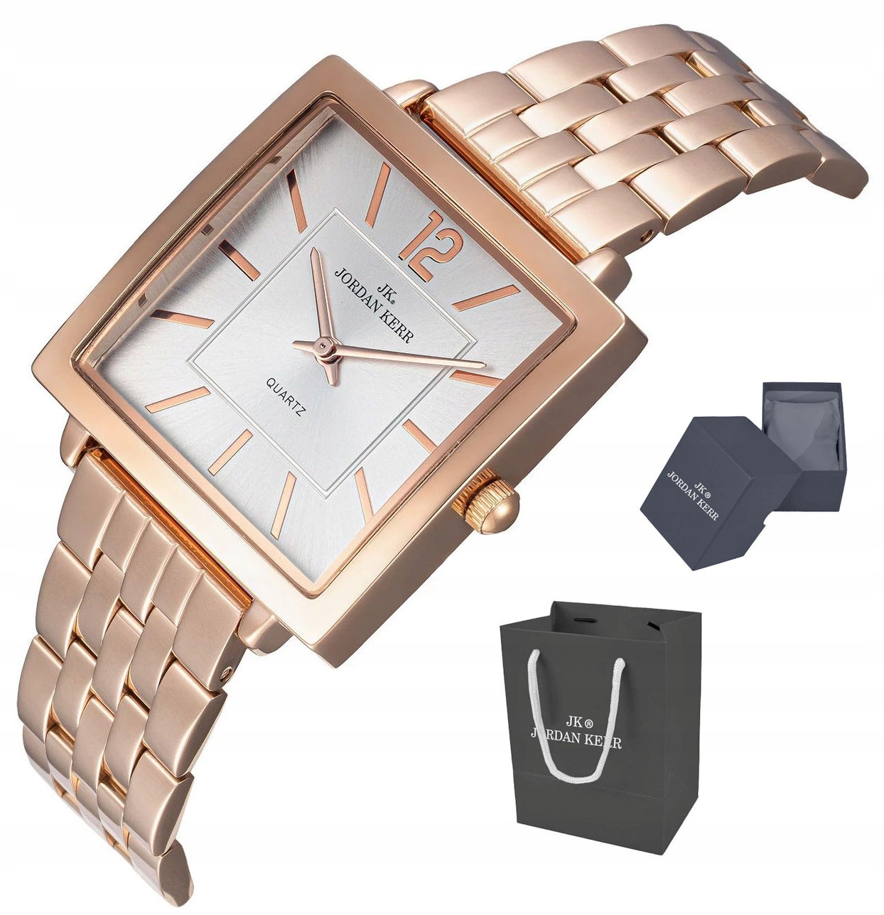 Dámské Růžové Zlato Čtvercové Fashion Hodinky Jordan Kerr P9010 Iprg 32 mm