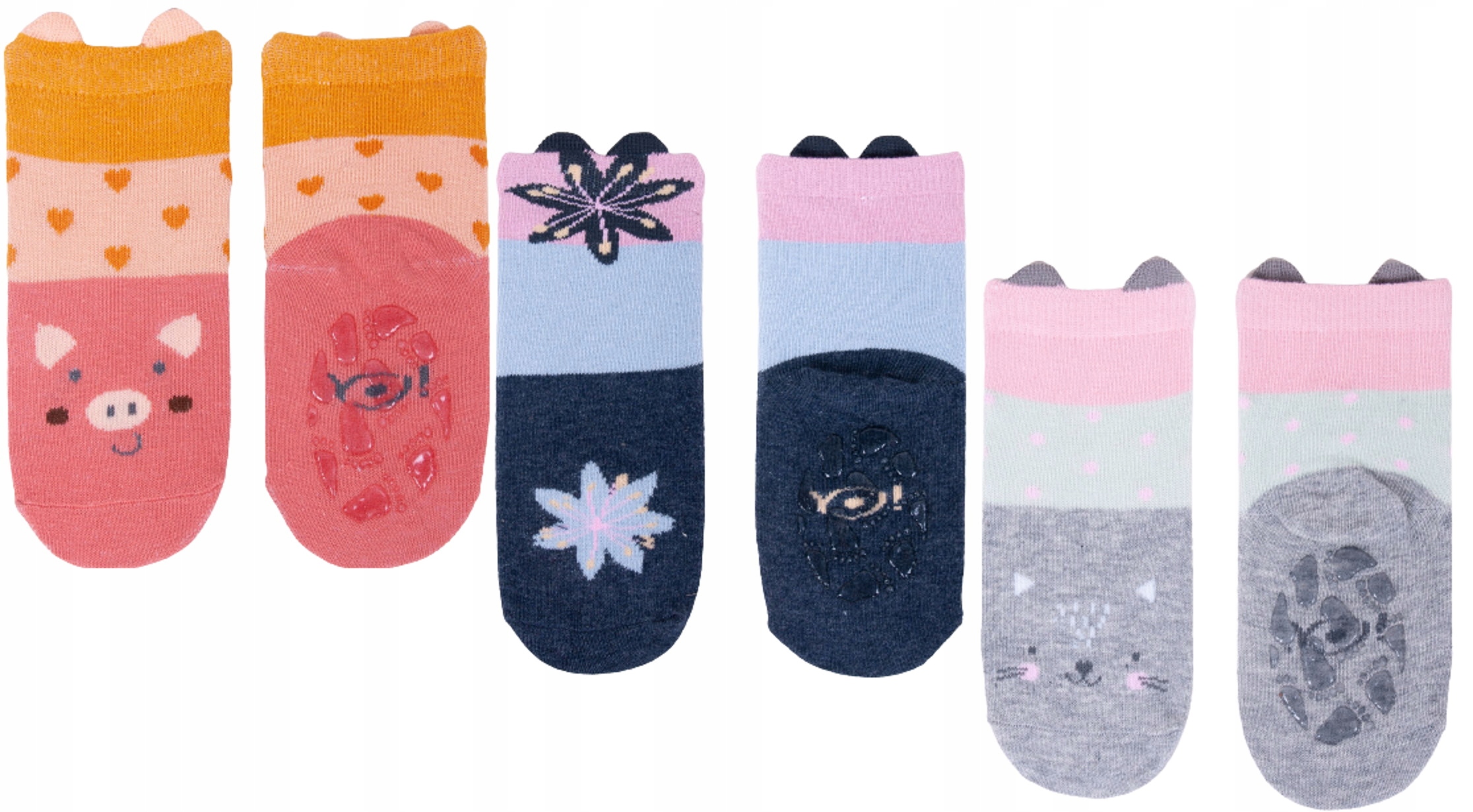 

3-pak Skarpetki Abs Skarpety Silikon girl Yo 23-26