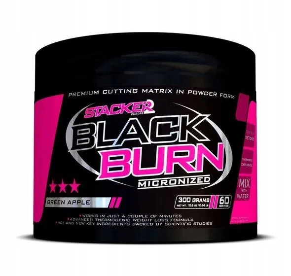 Stacker2 Europe Spalovač tuků Black Burn Micronized Zelené jablko 300 g