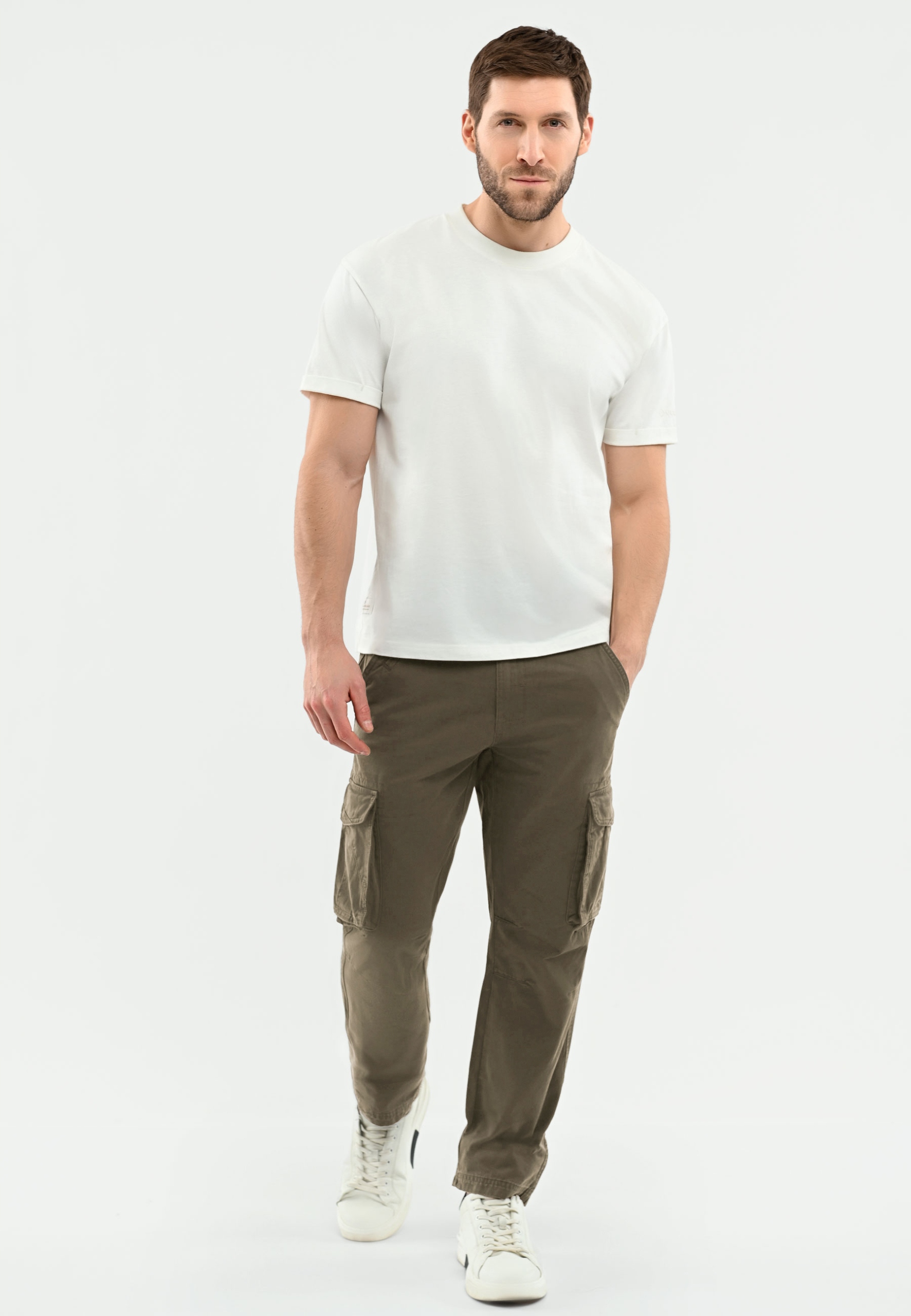 Męskie Spodnie Bojówki Bawełniane Comfort Fit Zielone Volcano R-hampter XXL