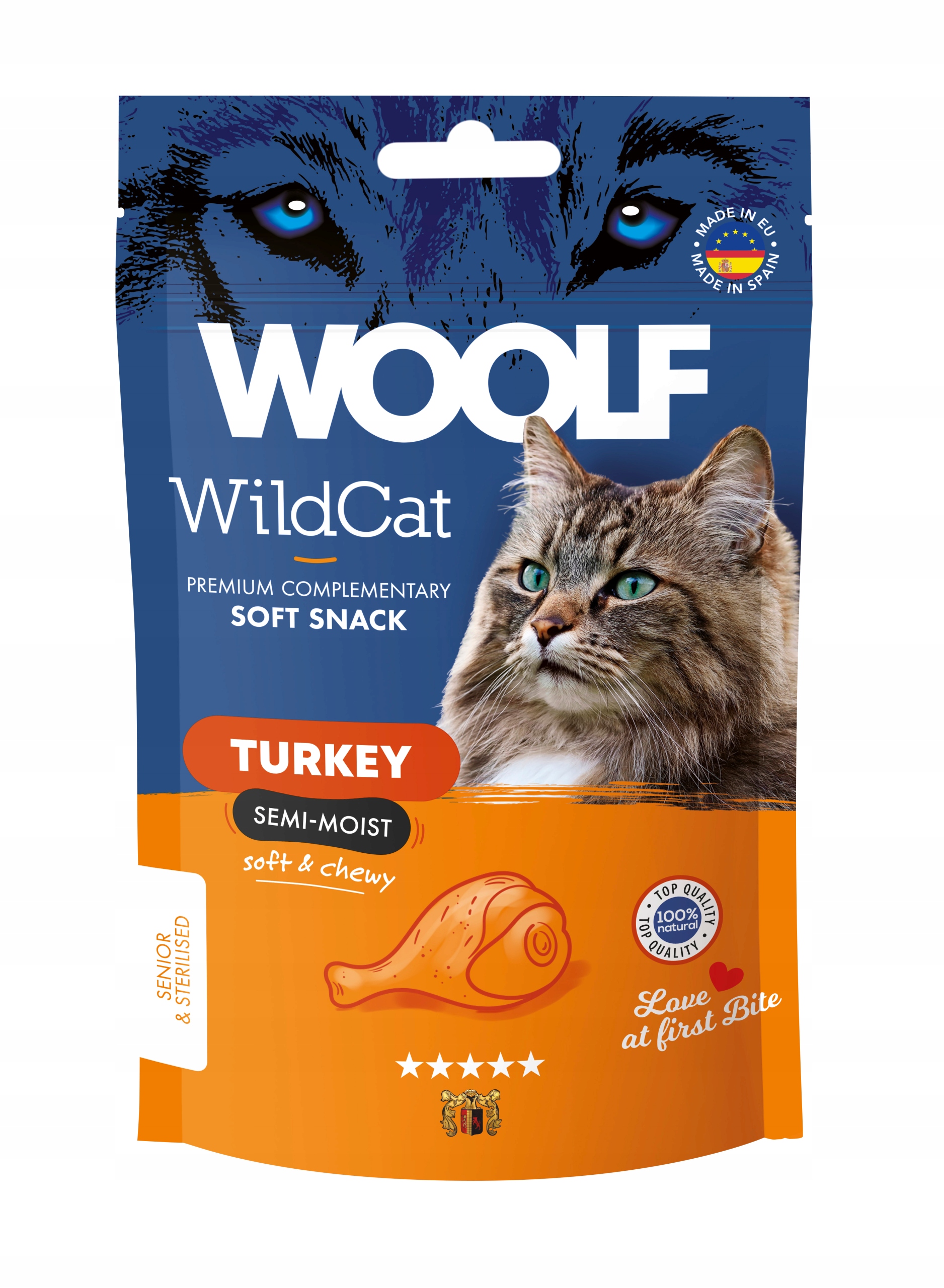 6 x Woolf WildCat Snacks Turkey mokré pamlsky pro kočky 50 g