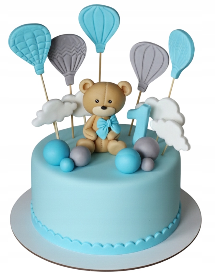 Levně Sada Medvídek s balónky Figurky z cukrové hmoty na dort Ráček/Baby shower
