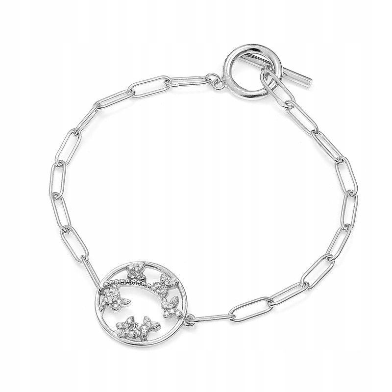 Stříbrný náramek Ag 925 rhodiované motýlky B05134