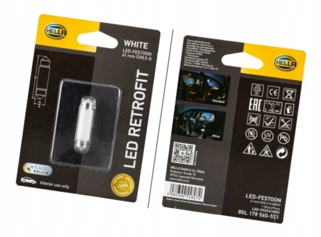 Zarowka led retrofit sv8.5-8 41mm 4000k Hella 8GL 178 560-571