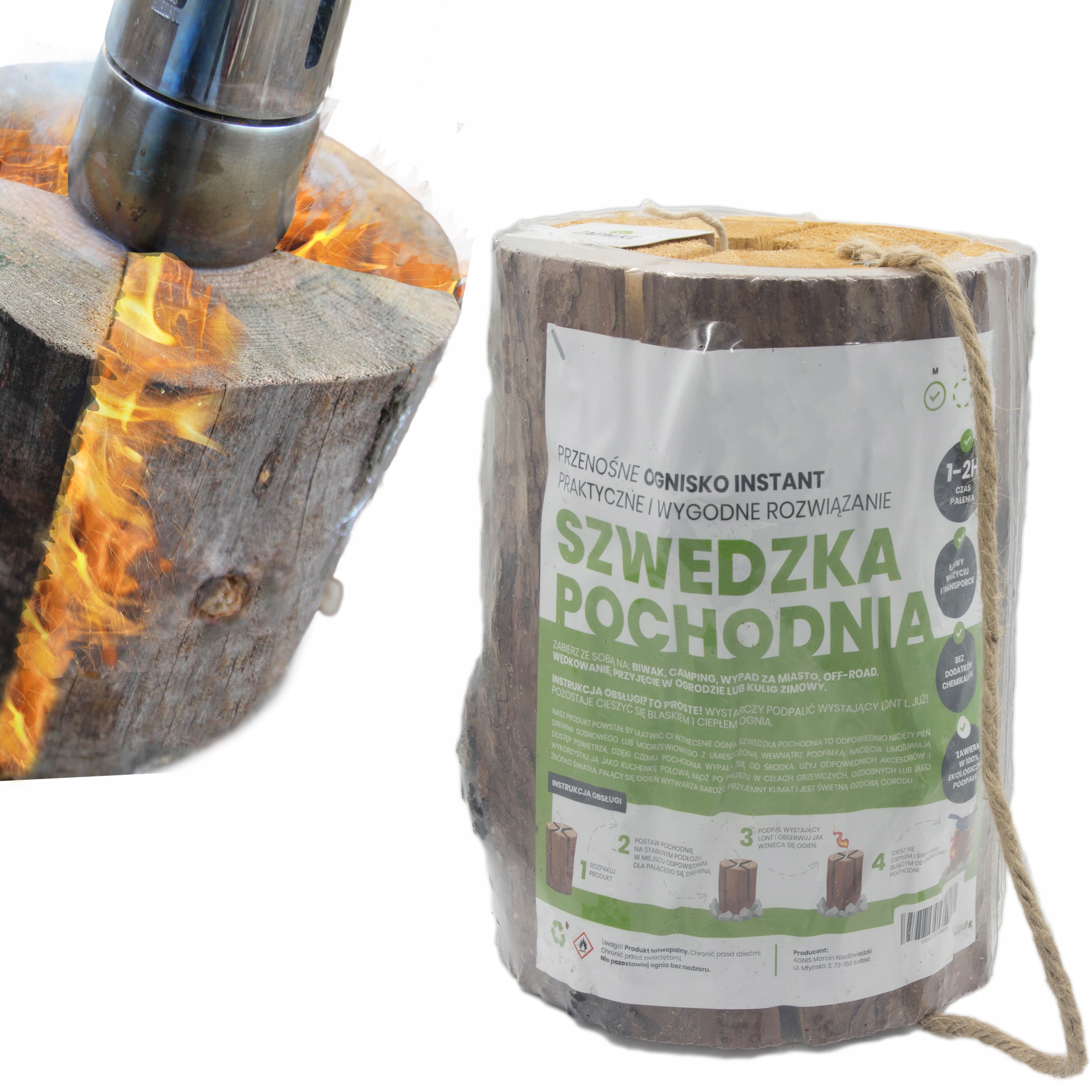 SZWEDZKA POCHODNIA ROZMIAR M CZAS PALENIA 1-2H