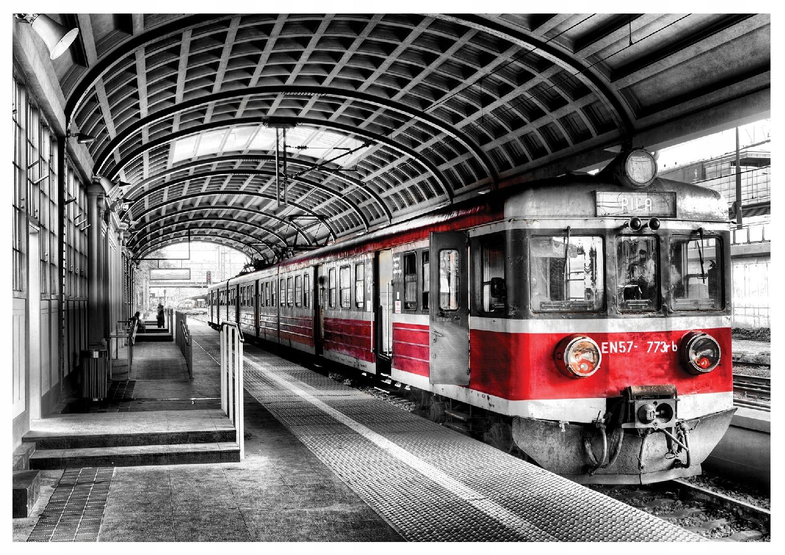 Fototapeta Vlak Červená Železnice 3D Do Ložnice Obývacího Pokoje Tapeta 368x254