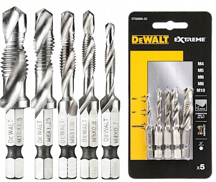 

Dewalt Wiertła gwintujące M4-M10 1/4'' Gwintowniki