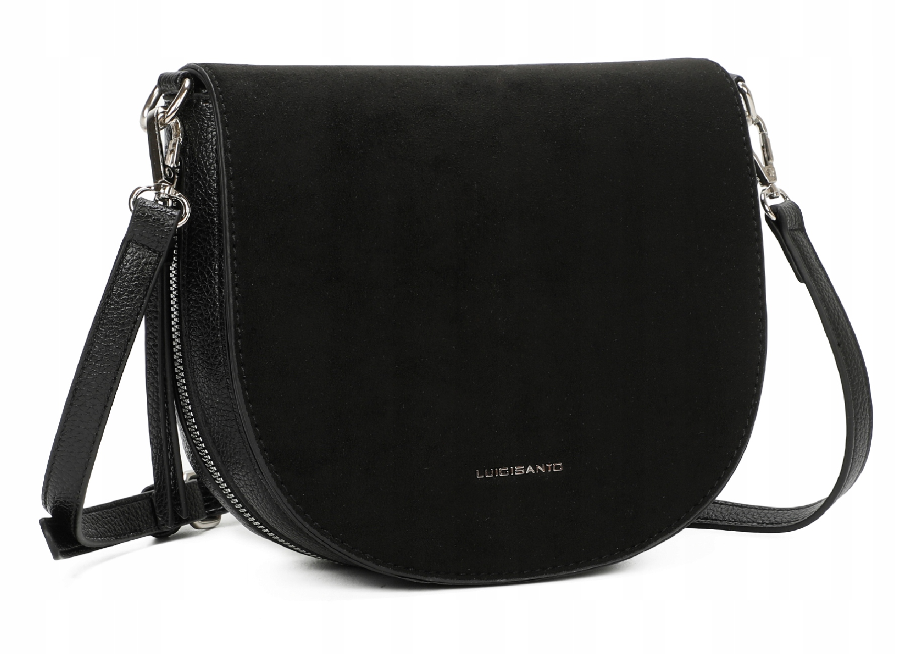 Czarna Pojemna Damska Listonoszka Luigisanto 1 Komorowa z paskiem
