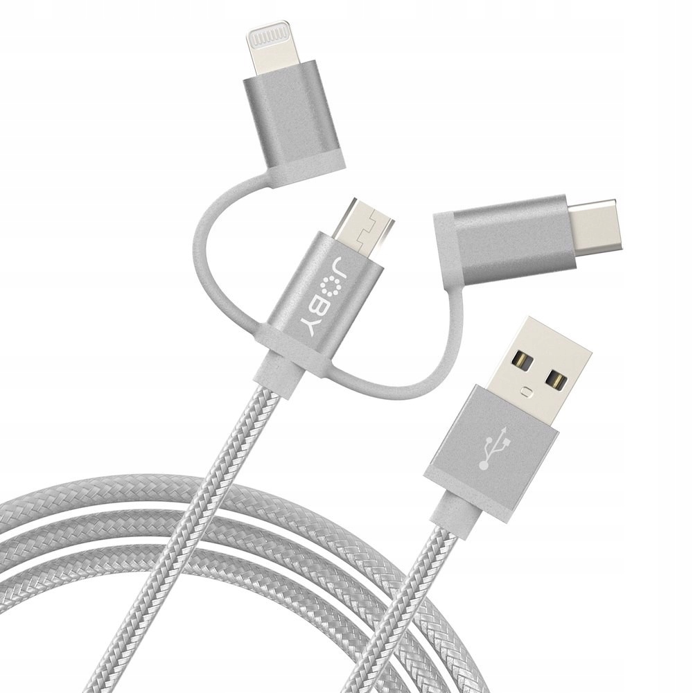 Usb kabel Joby Usb typu C MicroUSB Lightning 1,2 m šedý