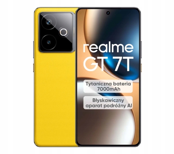 Smartfon realme Gt 7T 12/256GB 5G 120Hz 50Mpix 7000mAh IP69 Amoled Żółty