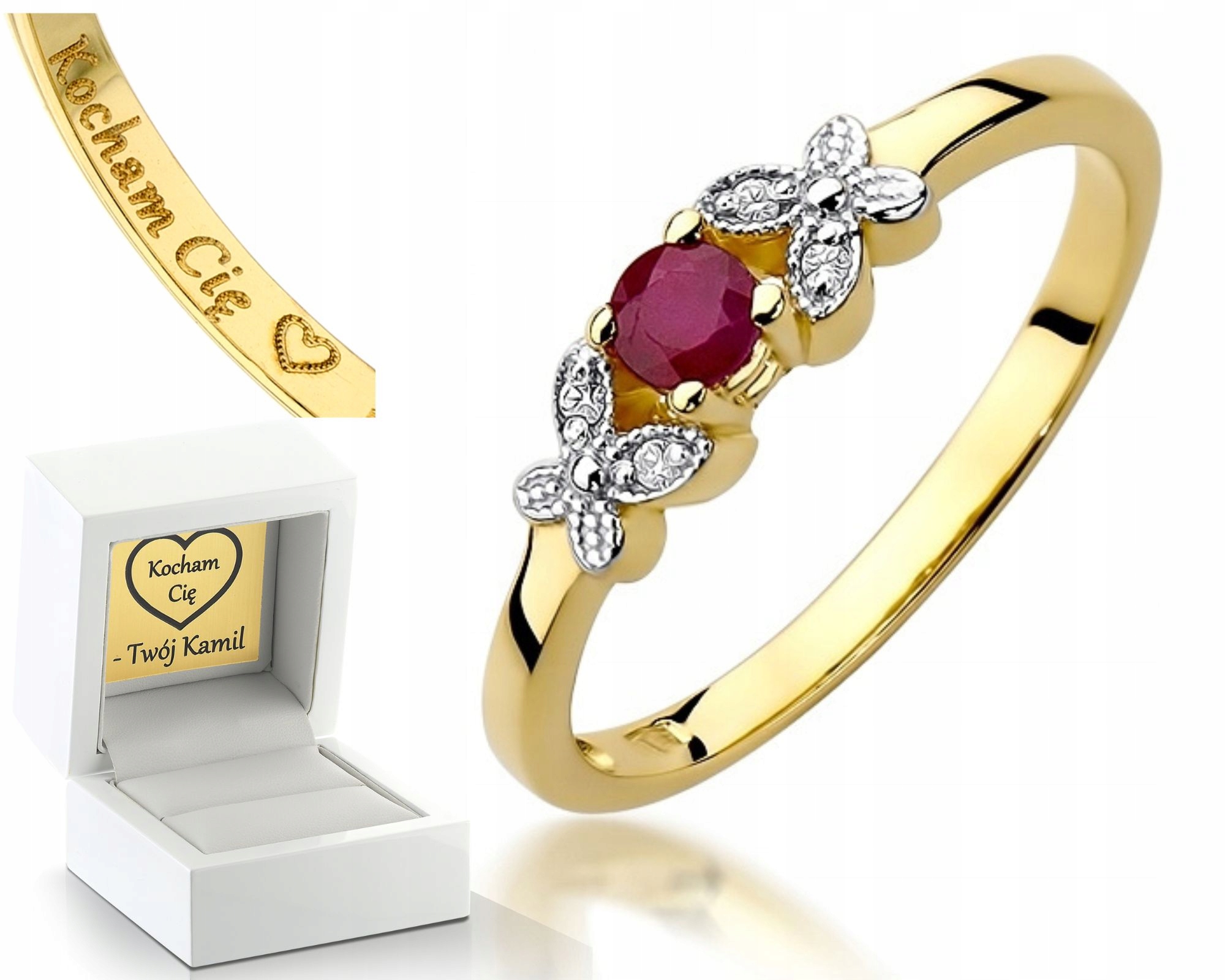 Prstýnek S Rubínem Gravírování Bonus