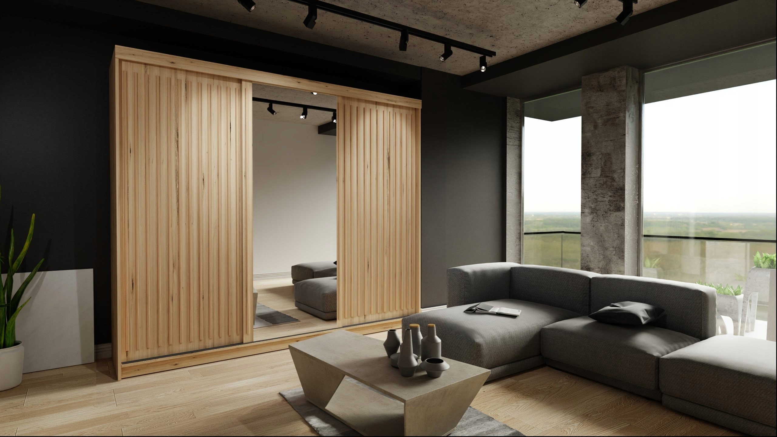 SZAFA IMBIR 3-DRZWIOWA LUSTRO 250x216 LAMELKI LOFT Marka Remax