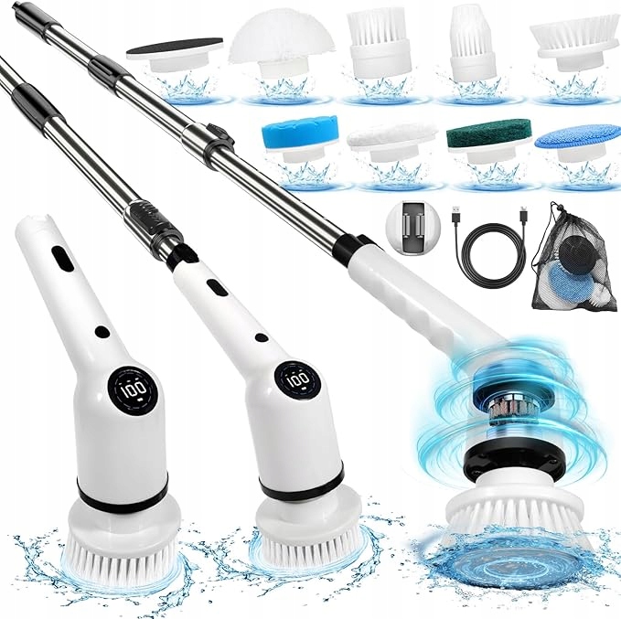 Levně Elektrický Rotační Kartáč 8 Hlavic Bezdrátový S Nastavitelným Držákem