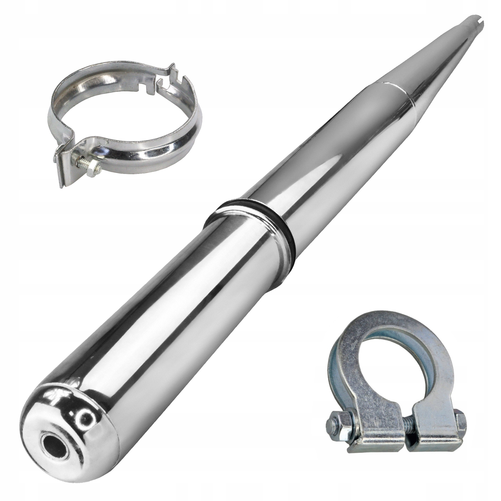 07-166 - Глушник вихлопної хром SIMSON S51 + хомут TUMIKA