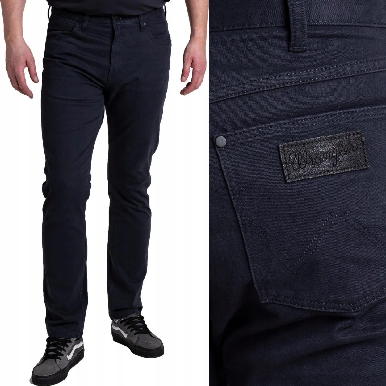 Wrangler Larston Dark Navy modré přiléhavé látkové kalhoty W30 L30