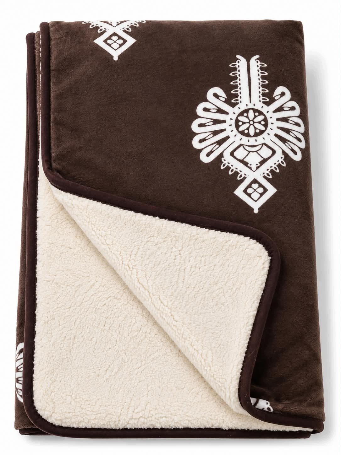 Deka oboustranná z vlny fleece velký 220 x 200 cm Pletenina 450 g/m2 hnědá