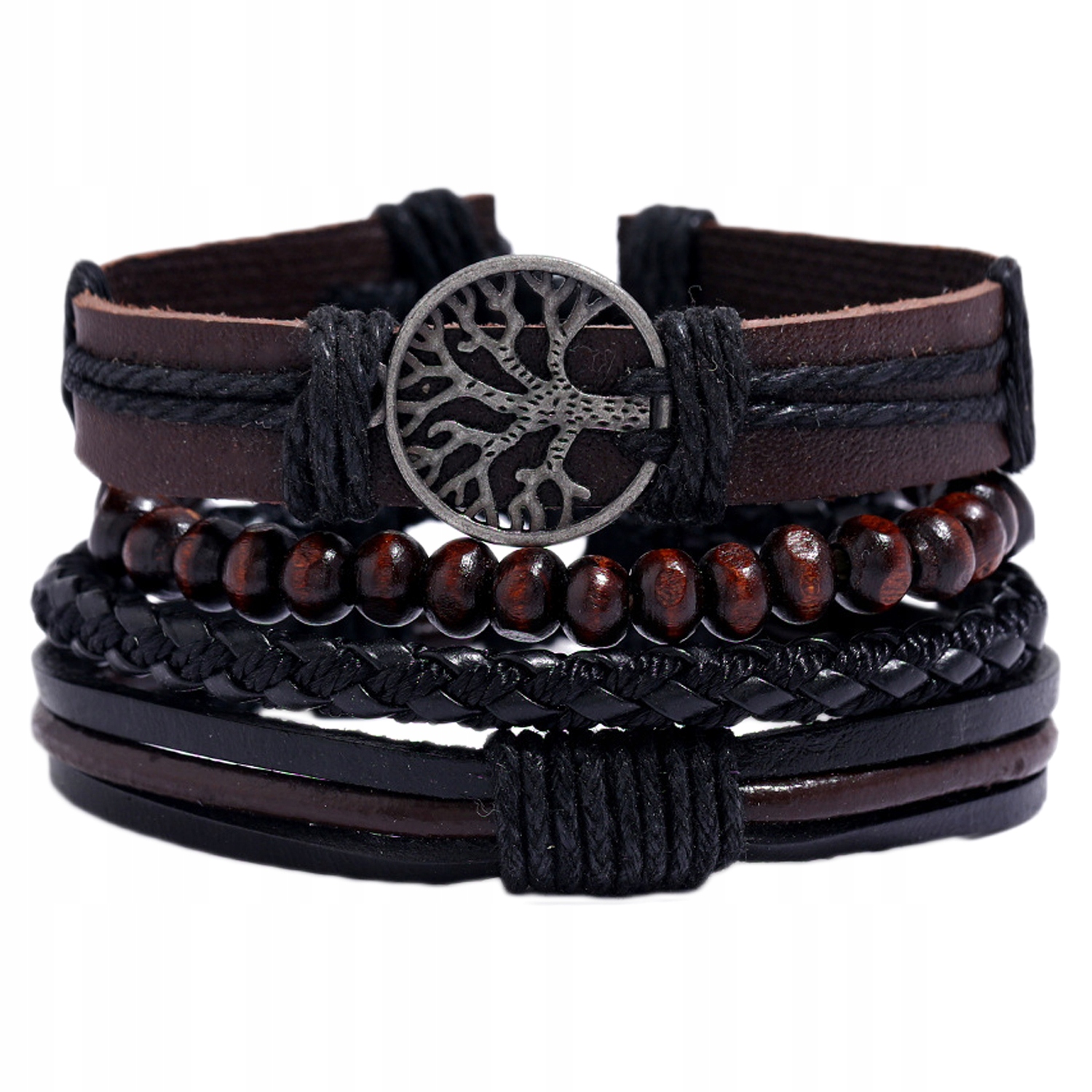 BRANSOLETKA SKÓRZANA MĘSKA ELEGANCKA ZESTAW 9 SZT + TOREBKA PREZENTOWA Splot Inny splot