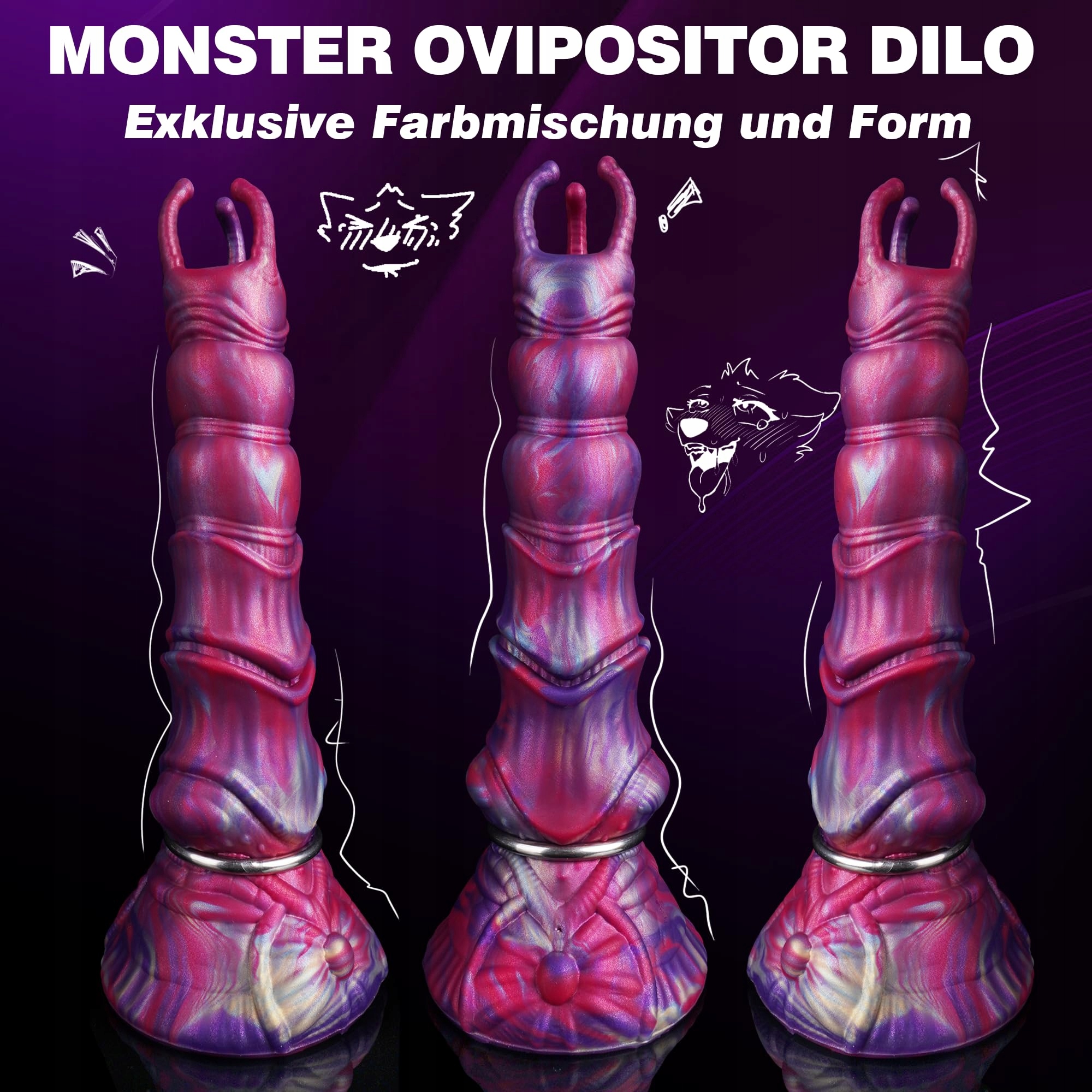 MONSTER Dildo XXL Ovipositor Fantasy Anal Plug Smok Wibrator 27cm — miniatura 2