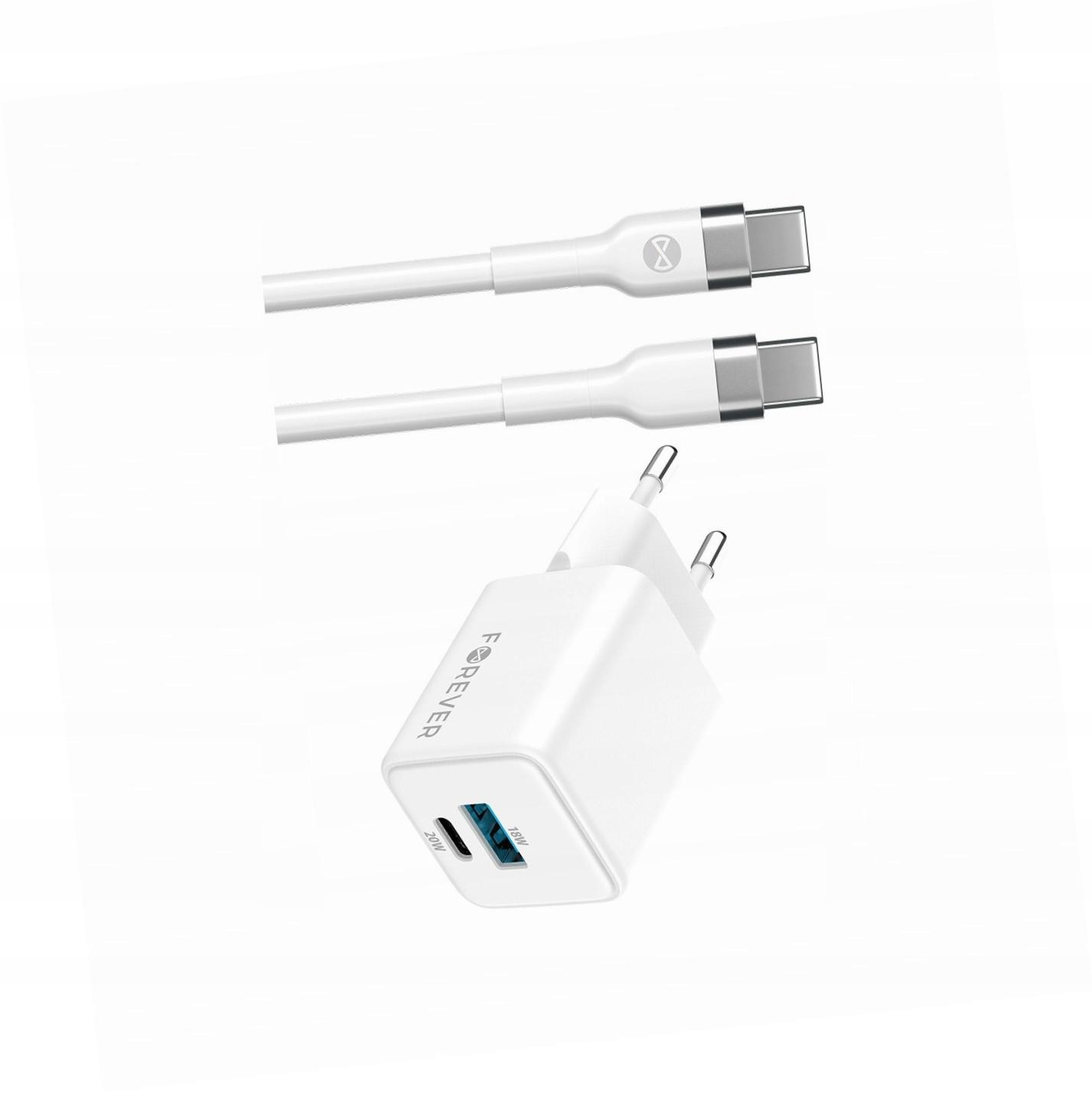Szybka ładowarka GaN 20W 2 wejścia Usb i Usb-c z kablem do Samsung S21 Fe