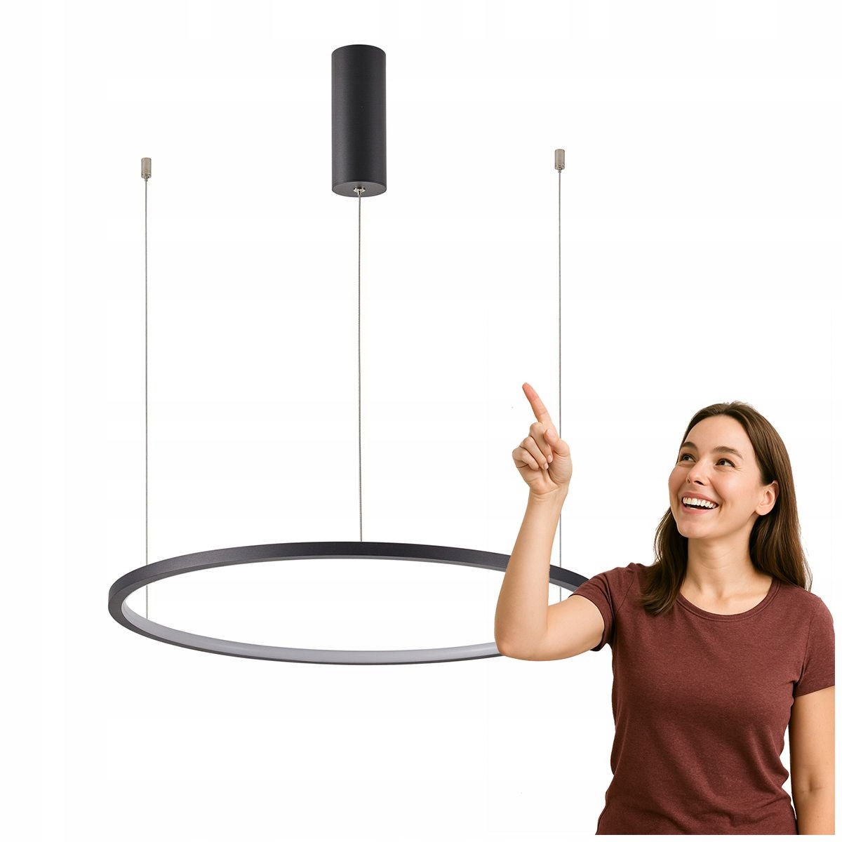 Moderní závěsná lampa Vinola Led černá, 58 W Italux