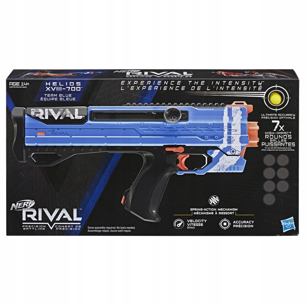 NERF RIVAL HELIOS NIEBIESKI E3379 + DODATKI Seria Rival karabin pistolet wyrzutnia